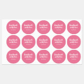 Pink Personalized Handmade with Love Minimalist ラベル (シート)