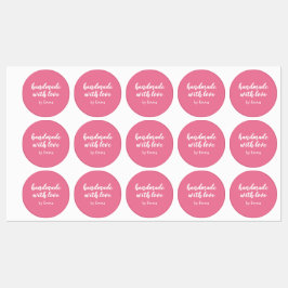 Pink Personalized Handmade with Love Minimalist ラベル