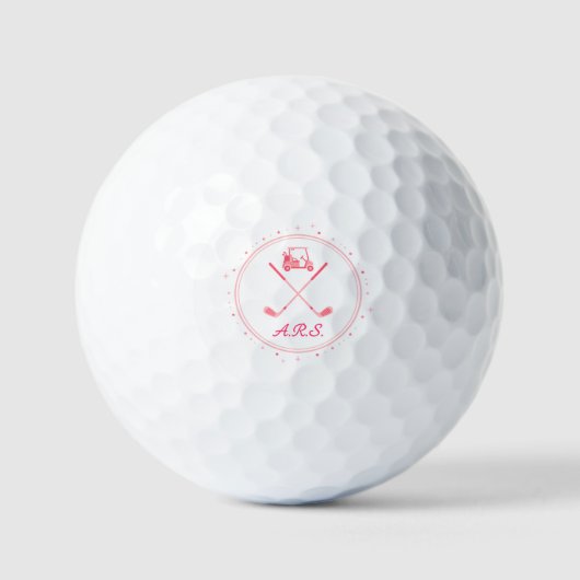 Pink Personalized Monogram Golf Balls  ゴルフボール (正面)