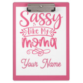 Pink Personalized "Sassy Moma"  クリップボード (正面)
