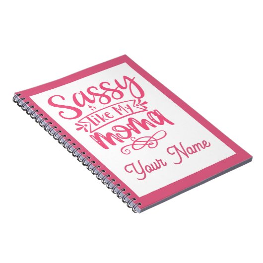 Pink Personalized "Sassy Moma"  ノートブック (右側)
