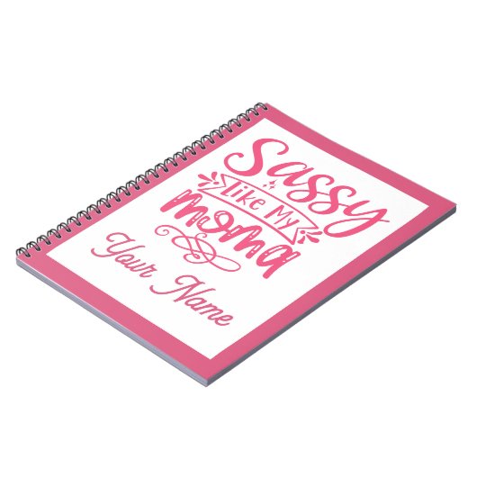 Pink Personalized "Sassy Moma"  ノートブック (左側)