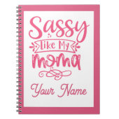 Pink Personalized "Sassy Moma"  ノートブック (正面)