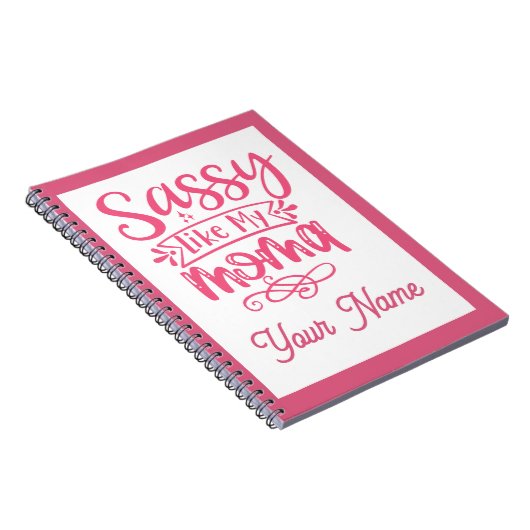 Pink Personalized "Sassy Moma"  ノートブック (右側)