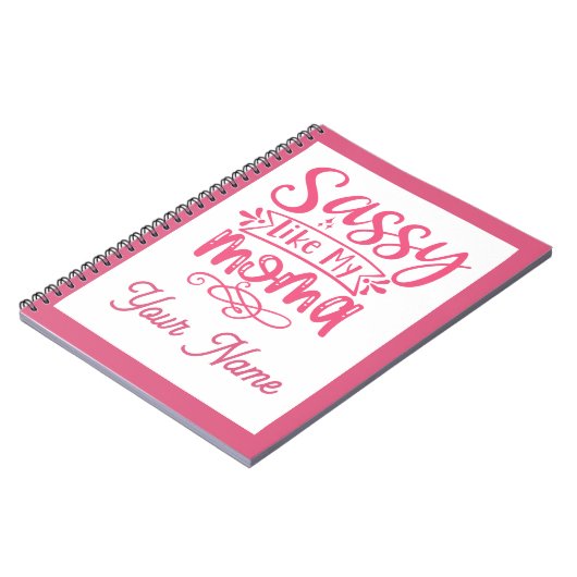 Pink Personalized "Sassy Moma"  ノートブック (左側)