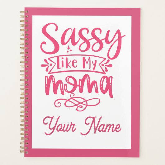 Pink Personalized "Sassy Moma"  プランナー手帳 (正面)