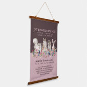 Pink Pet Cat Sitting Office Veterinary Service 吊り下げ型タペストリー (傾斜あり)