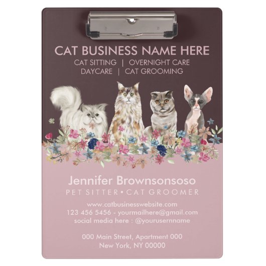 Pink Pet Cat Sitting Pet Veterinary Service クリップボード (正面)