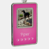 Pink Pet Photo Ornament Framed, Dog Lovers シルバープレートフレームオーナメント (右)