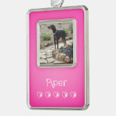 Pink Pet Photo Ornament Framed, Dog Lovers シルバープレートフレームオーナメント (左)