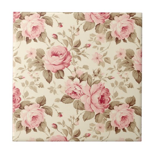 Pink Petal Roses Elegance タイル (正面)