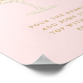 Pink Petals and Prosecco Mimosa Bar Table Sign ポスター (角)