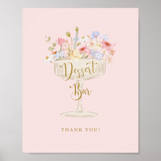 Pink Petals and Prosecco Shower Dessert Bar Sign ポスター (正面)