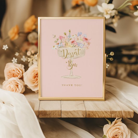 Pink Petals and Prosecco Shower Dessert Bar Sign ポスター