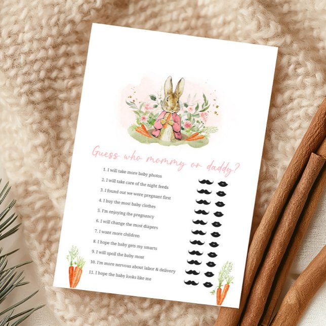 Pink Peter Rabbit Baby Shower Guess Who Game (クリエイターアップロード済み)