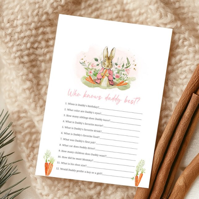 Pink Peter Rabbit Baby Shower Who knows Daddy Game (クリエイターアップロード済み)