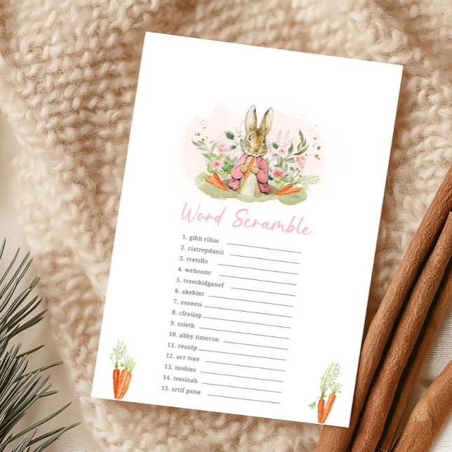 Pink Peter Rabbit Baby Shower Word Scramble Game (クリエイターアップロード済み)