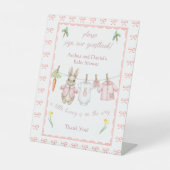 Pink Peter Rabbit Sign Our Guest Book Table Sign 台座サイン (正面)