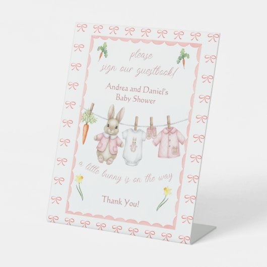 Pink Peter Rabbit Sign Our Guest Book Table Sign 台座サイン (正面)