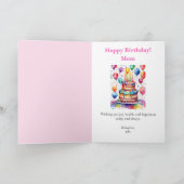 Pink Petunias Personalize Birthday Back Too カード (内部)