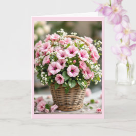 Pink Petunias Personalize Birthday Back Too カード