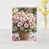 Pink Petunias Personalize Birthday Back Too カード (黄色い花)