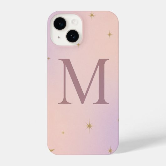 💖 Pink Phone Case with Big Yellow “M” & Stars iPhoneケース (裏面)