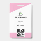 Pink | Photo Employee Logo or QR CODE Security バッジ (裏面)