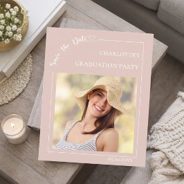 Pink photo Graduation Party Save the Date チラシ