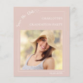 Pink photo Graduation Party Save the Date チラシ (正面)