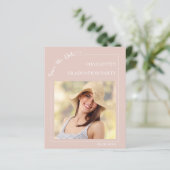 Pink photo Graduation Party Save the Date card (スタンド正面)