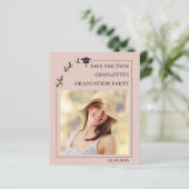 Pink Photo Graduation Party Save the Date card (スタンド正面)