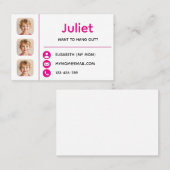 Pink Photo Kids Playdate Card 名刺 (正面/裏面)