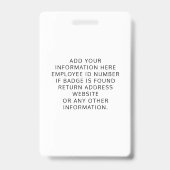 Pink Photo Logo Employee ID バッジ (裏面)