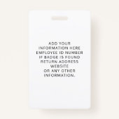 Pink Photo Logo Employee ID バッジ (裏面)