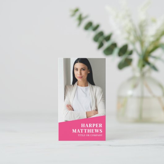 Pink Photo QR Code Vertical 名刺 (スタンド正面)