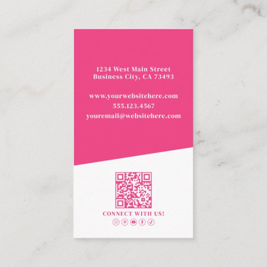 Pink Photo QR Code Vertical 名刺 (裏面)