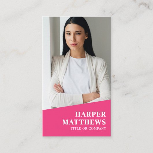 Pink Photo QR Code Vertical 名刺 (正面)