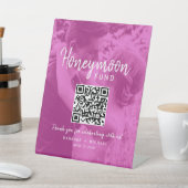 Pink Photo QR Honeymoon Fund Wedding 台座サイン (インサイチュ)