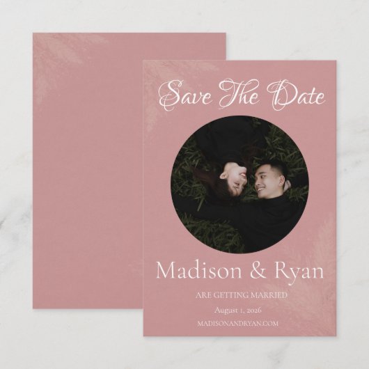 Pink Photo Save the Date Card セーブザデート (正面/裏面)