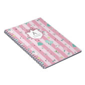 Pink Pickleball Preppy Monogram Print ノートブック (右側)