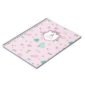 Pink Pickleball Preppy Monogram Print ノートブック (左側)