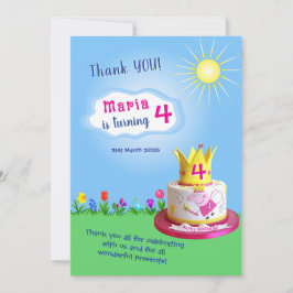 Pink Pig Theme Thank you card after Kids party. 招待状