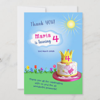 Pink Pig Theme Thank you card after Kids party. 招待状