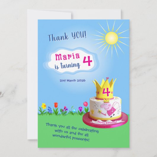 Pink Pig Theme Thank you card after Kids party. 招待状 (正面)