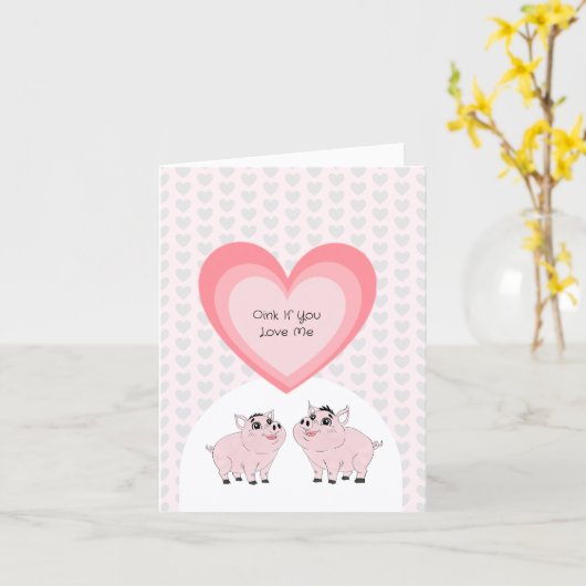 Pink piggy couple  カード (黄色い花)