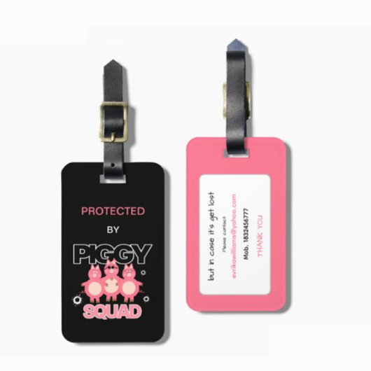Pink piggy squad ラゲッジタグ