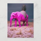 Pink Pinapple Elephant Surreal ポストカード (正面)