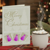 Pink Pine Cone Christmas Photo Folded Holiday Card シーズンカード