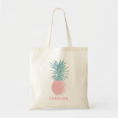 Pink Pineapple Cute Fruit Drawing Monogram Name トートバッグ (正面)